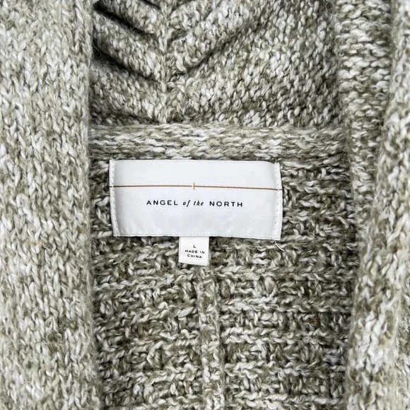 ANTHROPOLOGIE ANGEL OF THE NORTH Sweater Womens Large Green Open Knit Cardigan - Picture 6 of 10